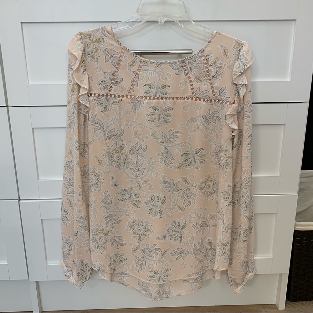 Ann Taylor LOFT Blush Ruffle Blouse